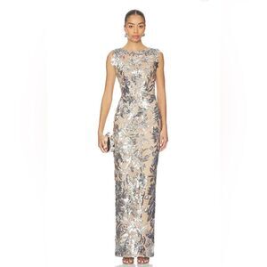 NWOT BRONX AND BANCO Violet Maxi Dress in Dark Silver, wedding guest dress,